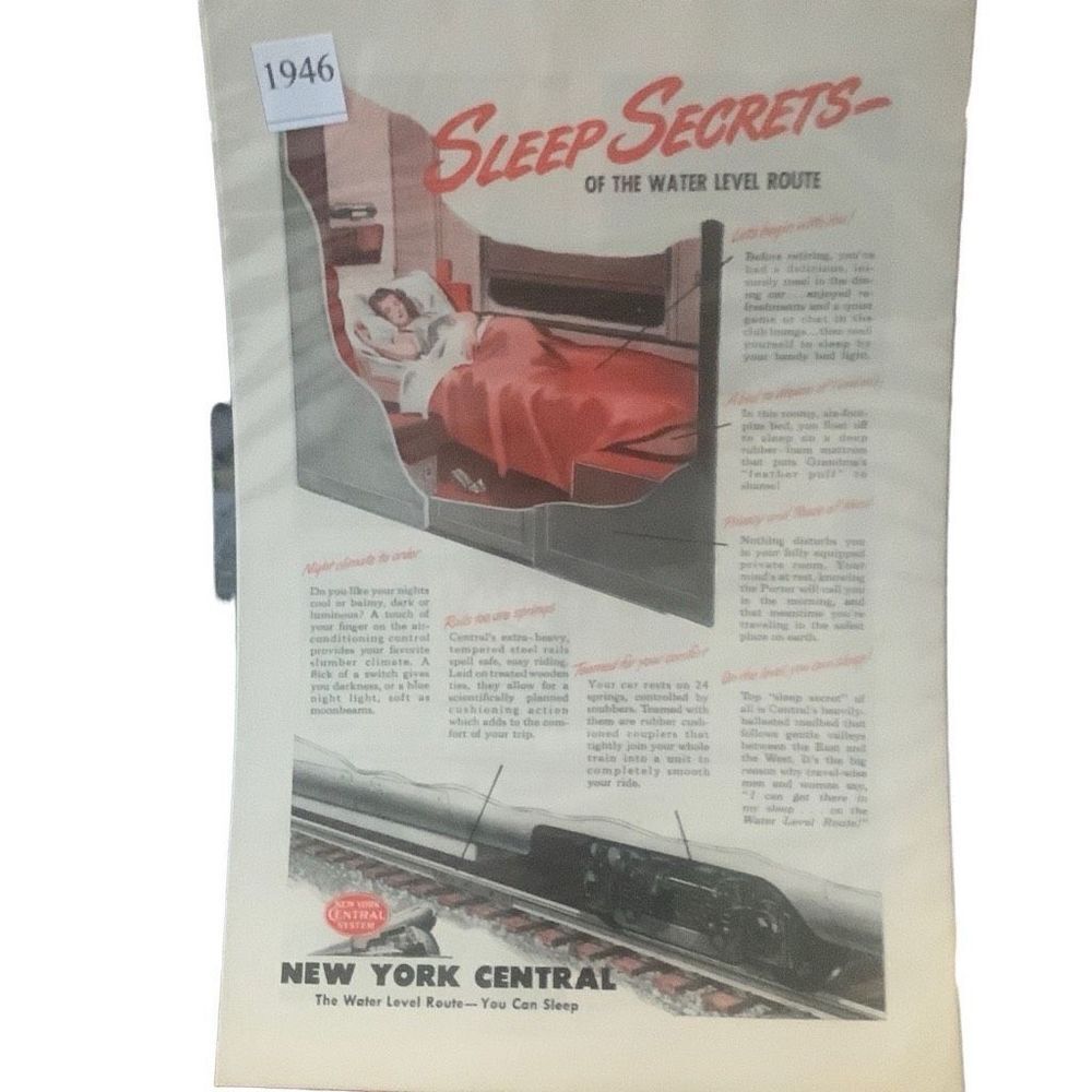 Vintage 1946 New York Central Sleep Secrets Ad Advertisement